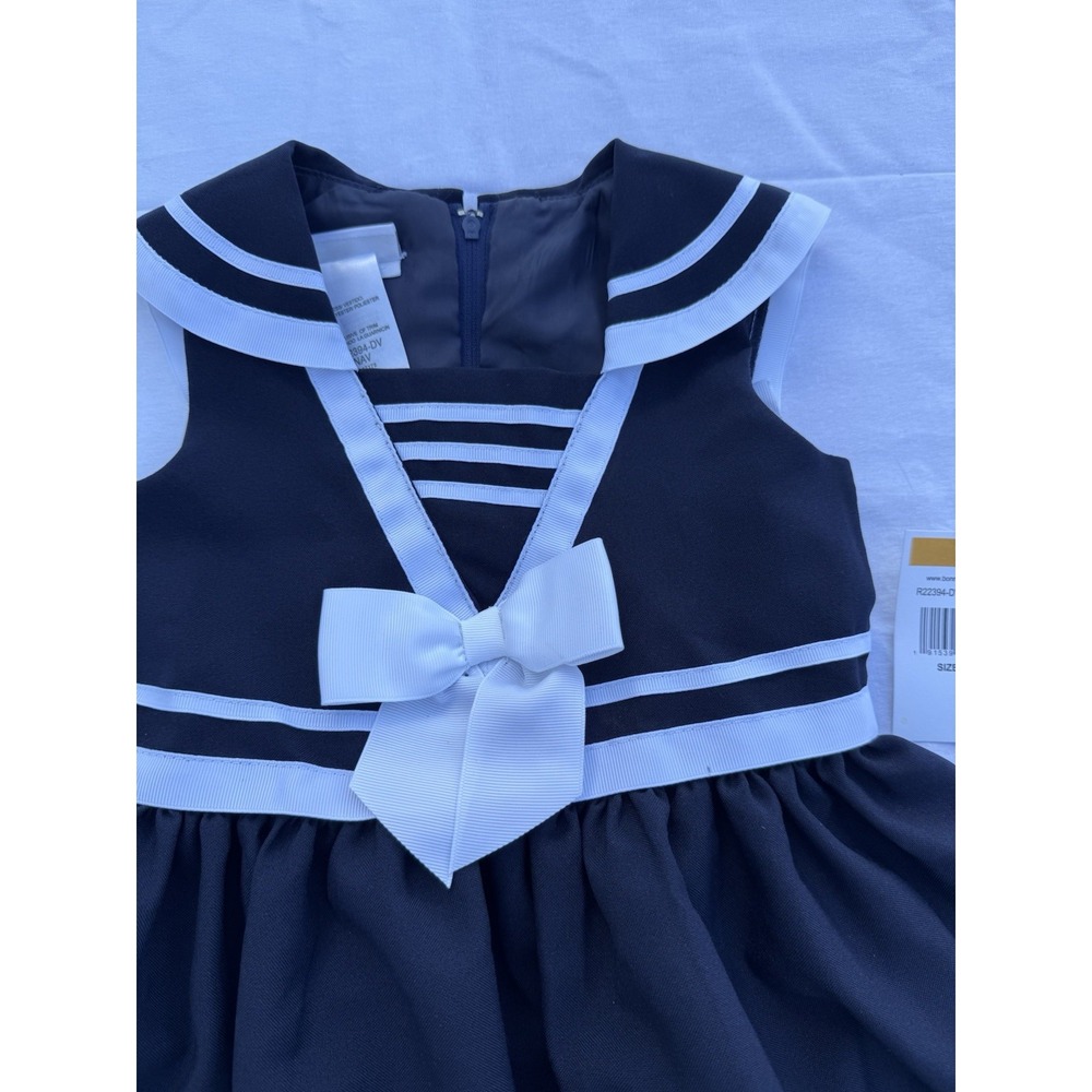 New Bonnie Jean Girls Nautical Sailor Navy Blue Party Dress Toddler 3T - Picture 5 of 15